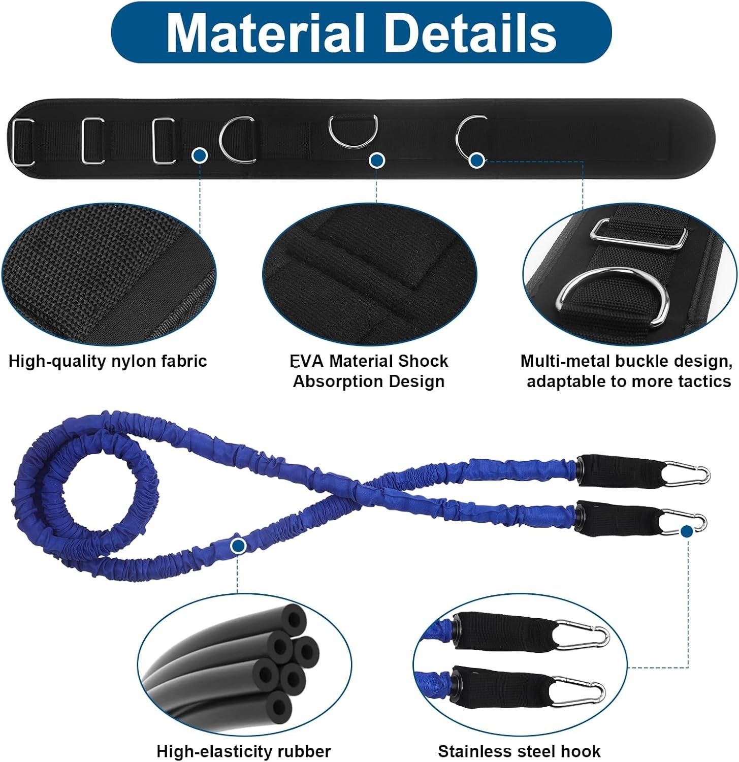 Zone Defense Basketball Bungee Training Kit 1 Belt 6.6Ft & 9.8Ft Resistance Band
