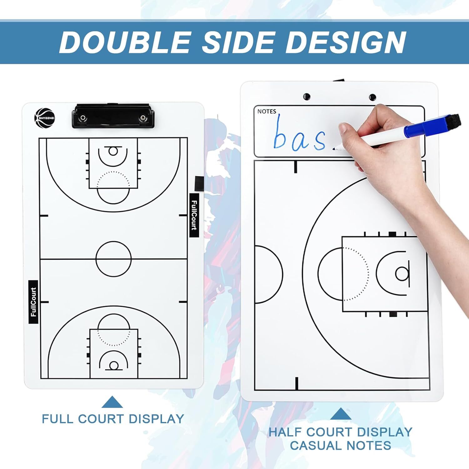 Basketball Coaching Board, 2025 Version Double-Sided Basketball Coach Clipboard,