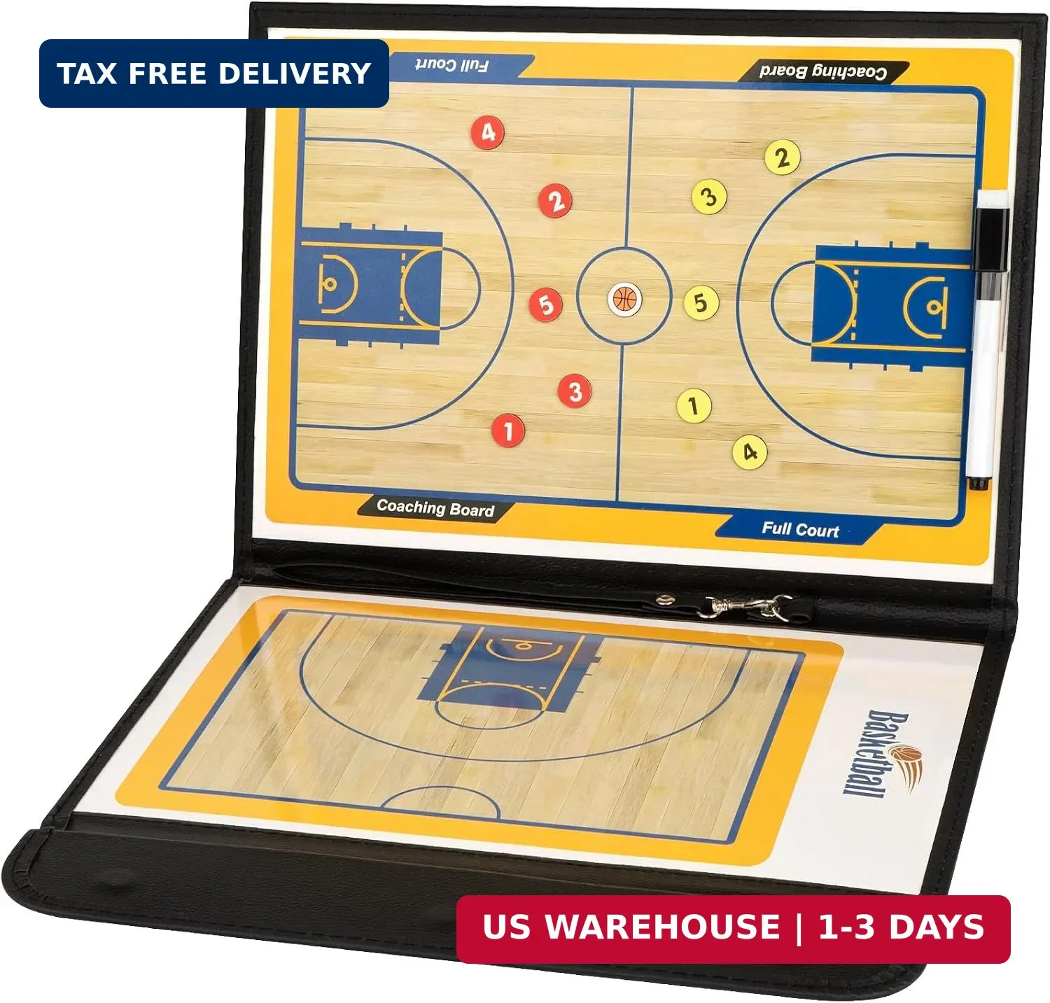 Foldable Basketball Coaching Board, Magnetic Basketball Tactics Clipboard | with