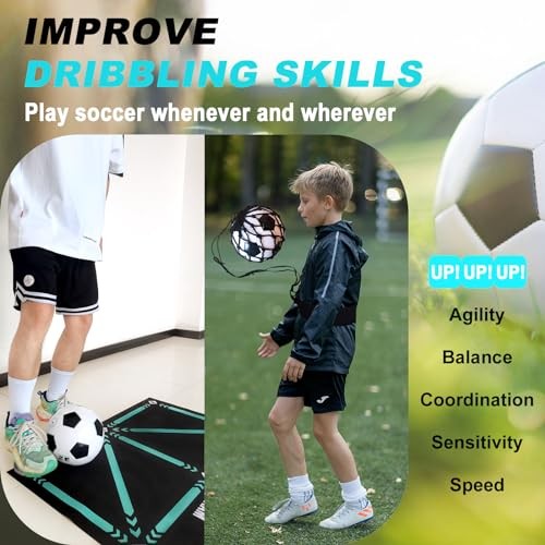 Football Footstep Training Mat, Soccer Training Mat 35 * 24IN, Black-Blue