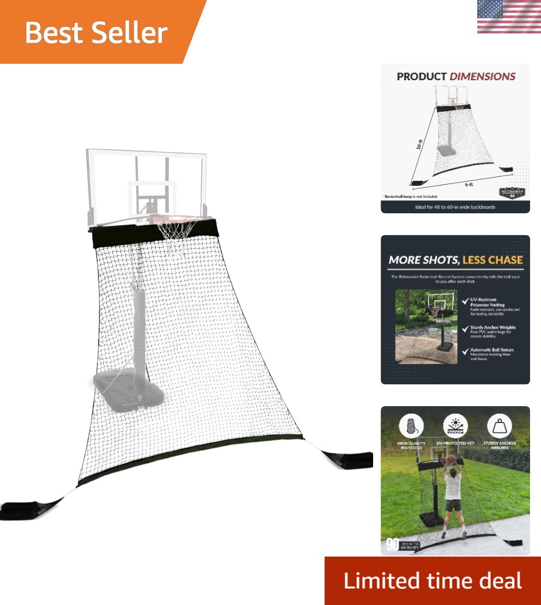 Uninterrupted Shooting Practice: 10ft x 9ft Basketball Return System – BPA Free