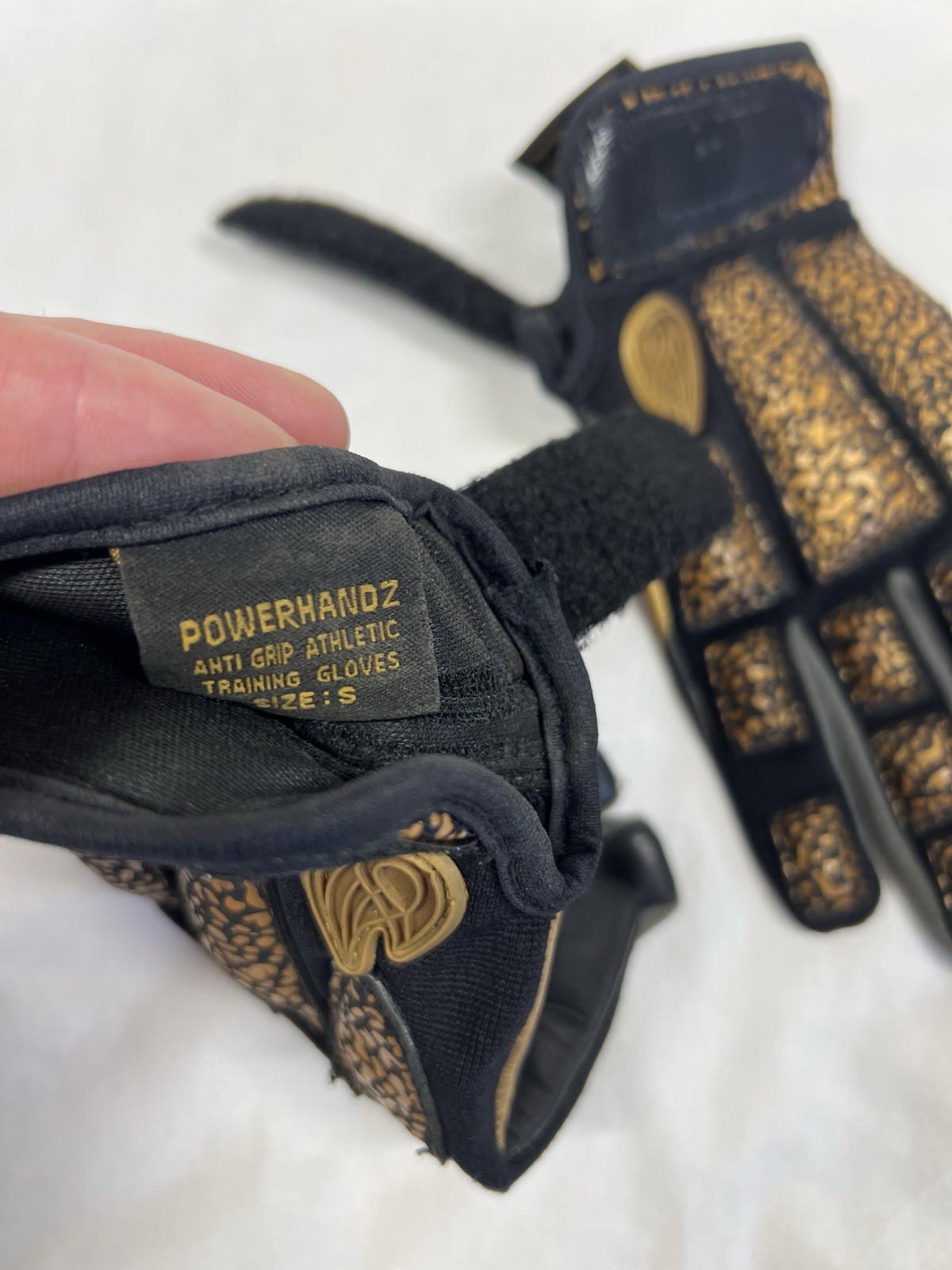 Powerhandz Weighted Anti-Grip Basketball Training Gloves Size Small Black Gold
