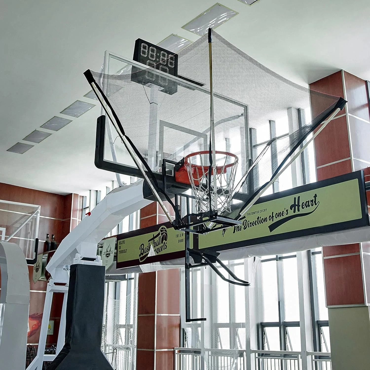 180° Rotating Basketball Shot Trainer with Rebounder Net System