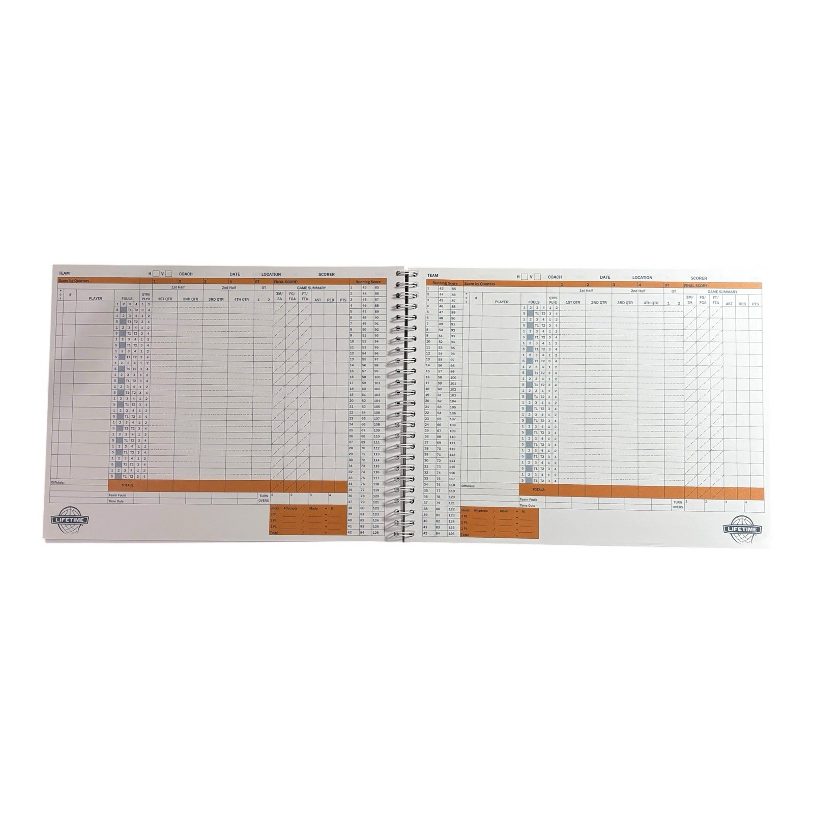 Lifetime Basketball Scorebook 11″ X 9″ Spiral Bound, 30 Games w/ Instructions