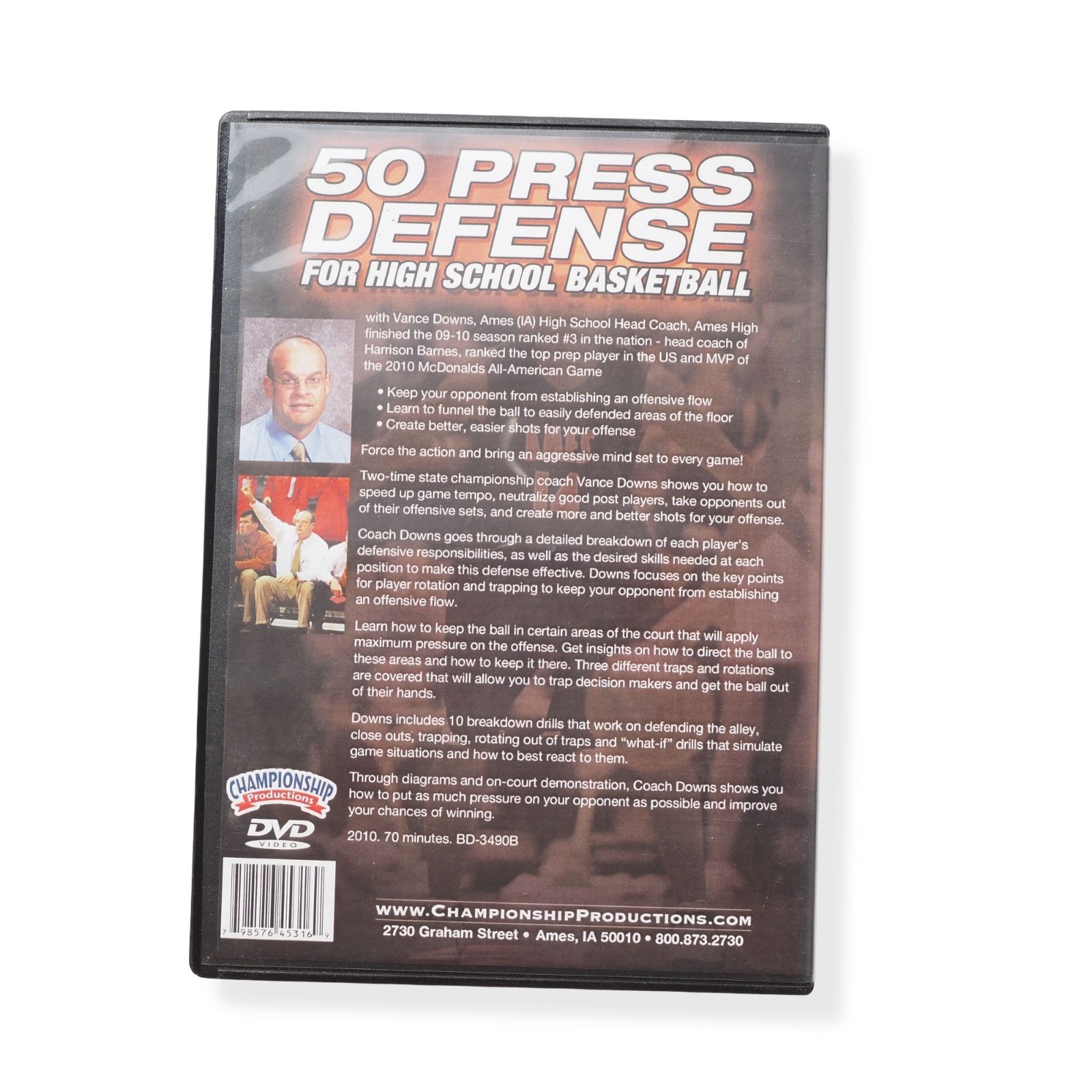 Championship 50 Press Defense for High School Basketball Vance Downs DVD