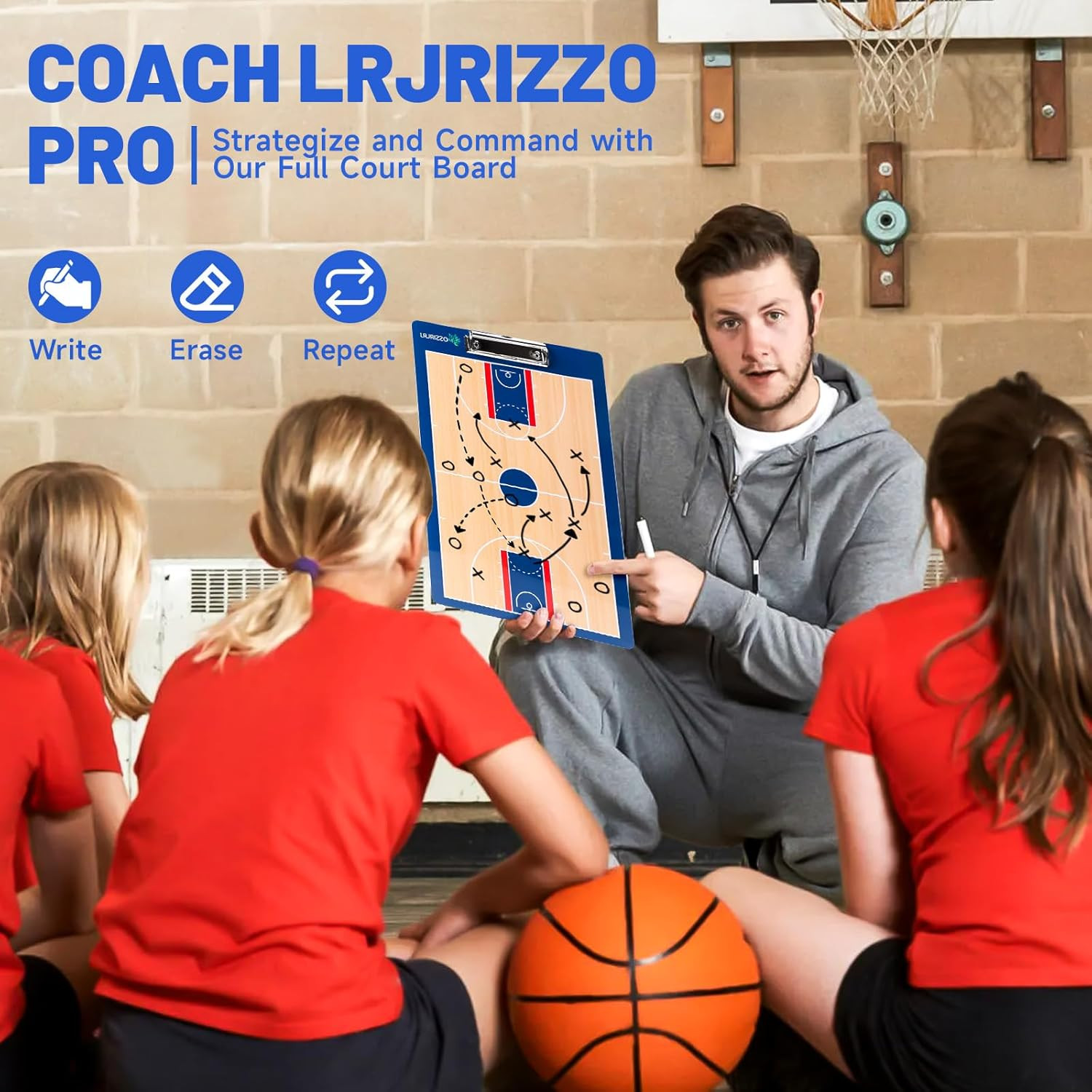 Basketball Dry Erase Coaches Clipboard, Basketball Clipboard for Coaches Double-