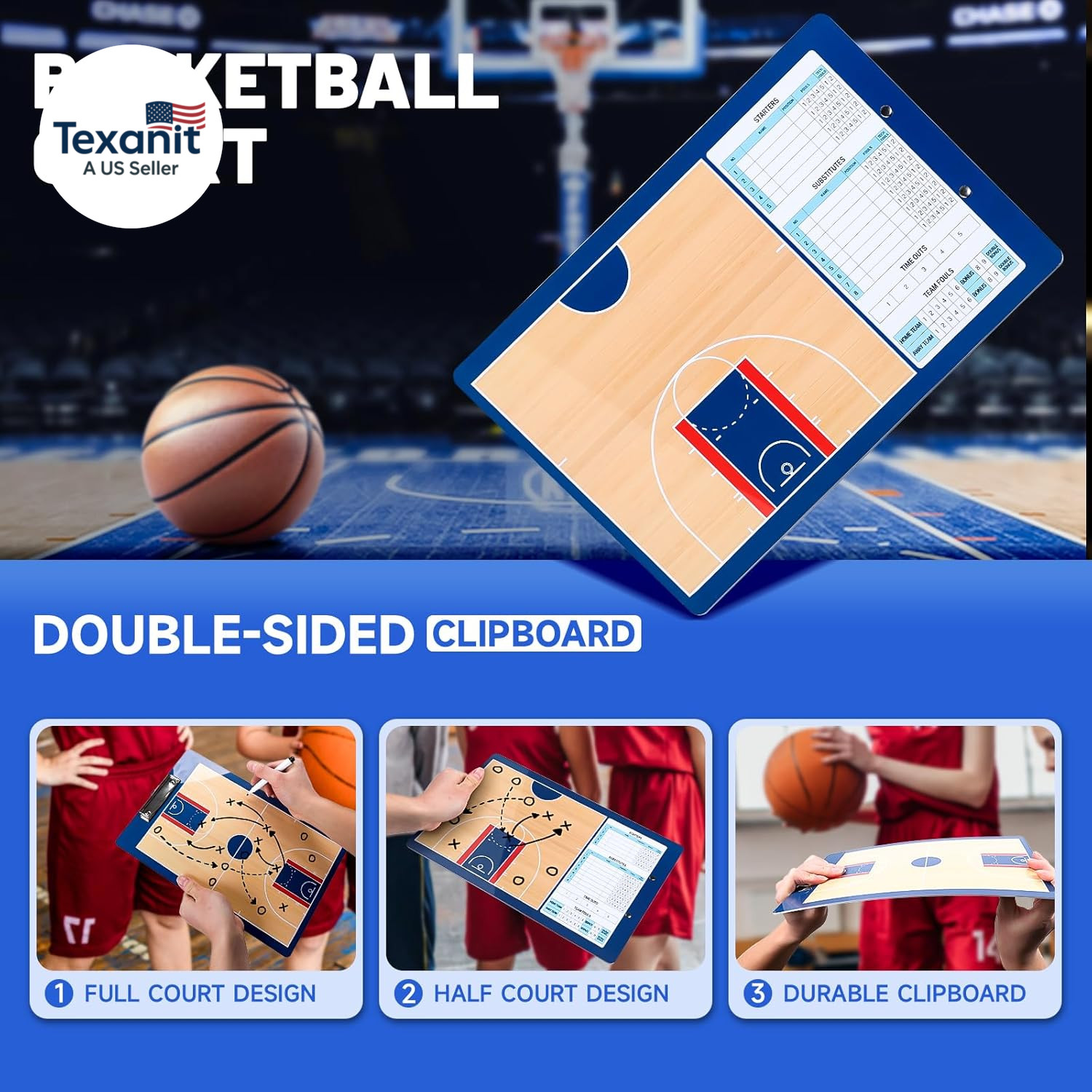 Basketball Dry Erase Coaches Clipboard，Waterproof Basketball Clipboard for Coach