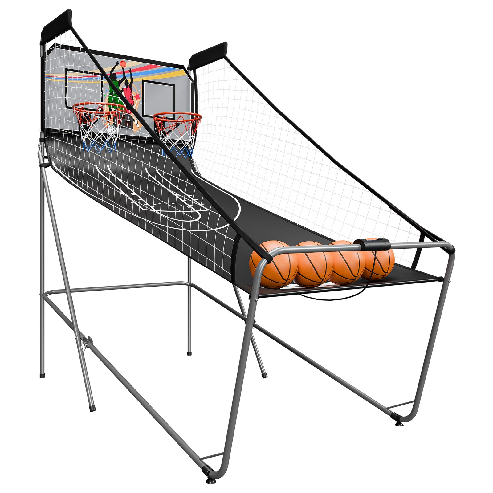 Foldable Electronic Basketball Arcade Game Double Shot 2 Player for Youth Black