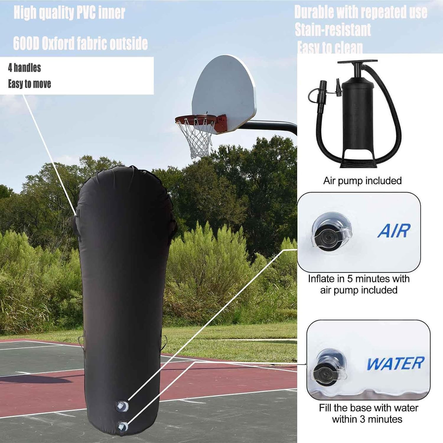 Inflatable Basketball Dummy Defender 72″ Basketball Training Aid with Air Pump B