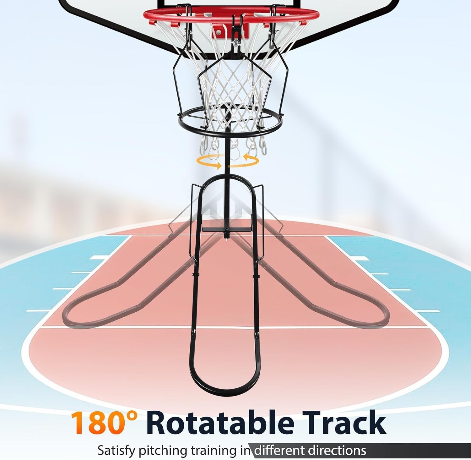 GADFISH Basketball Rebounder, 180° Rotatable Return Large, Black