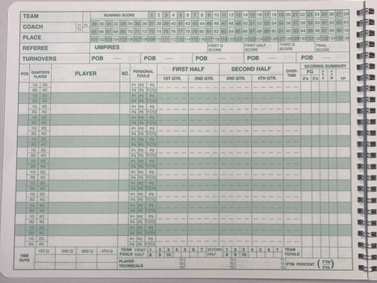 Markwort Mark V Basketball Scorebook for 30 Games Made in the USA NEW