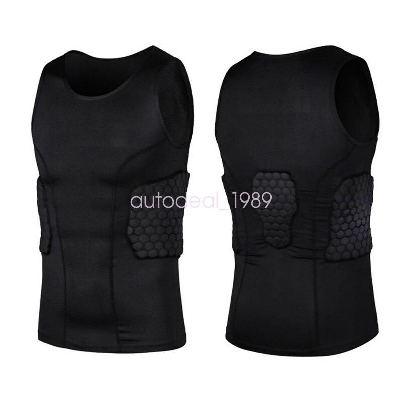Men Sport Shock Compression Padded Protective Shirt Basketball Training Vest