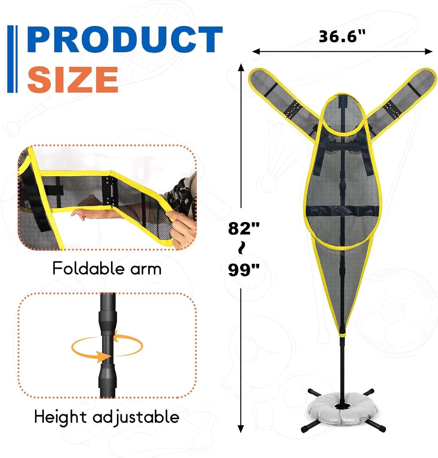 Basketball Defense Dummy Adjustable Arm Portable Training Aid Indoor Outdoor