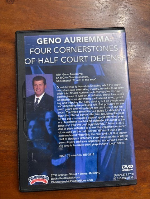 Geno Auriemma Four Cornerstones of Half Court Defense Basketball Coaching DVD