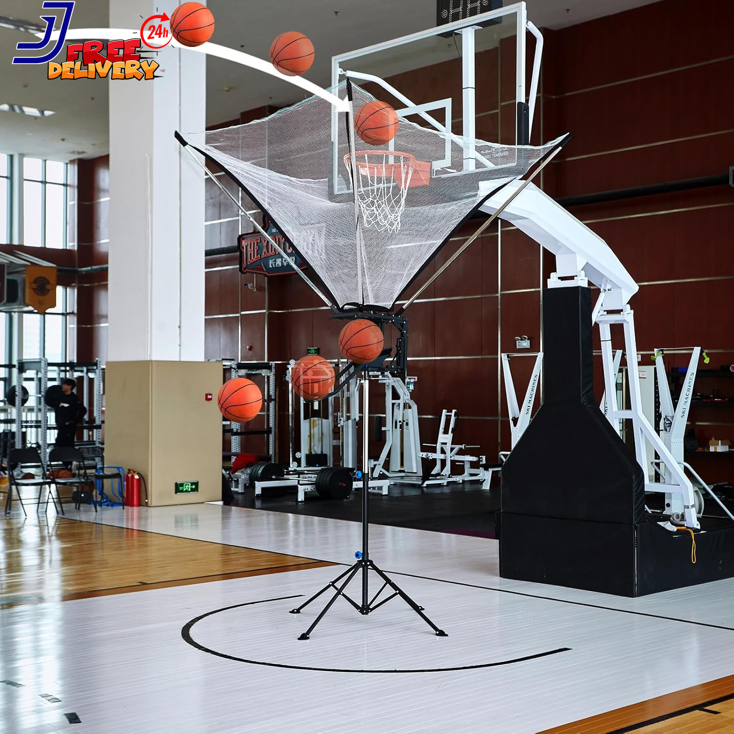 Basketball Rebounder with Rotating Track Basketball Shot Trainer Rebounder with