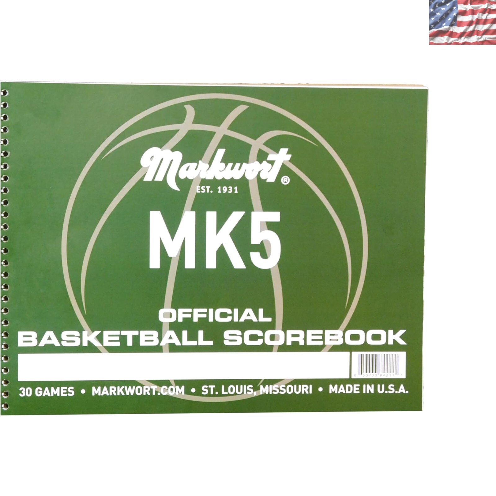 Durable 30-Game Basketball Scorebook in Green – Essential for Team Stats
