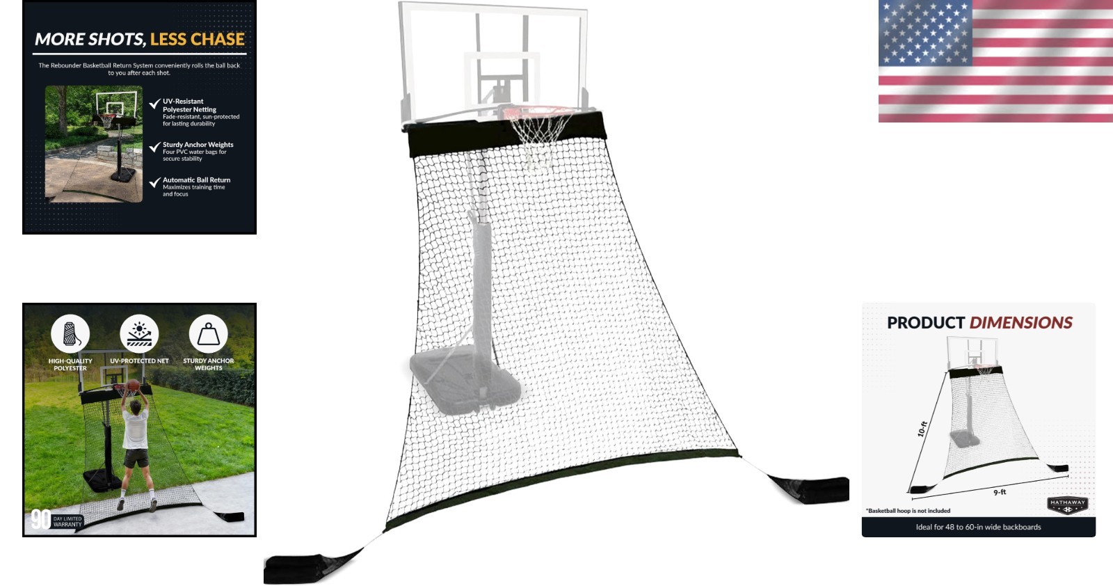 Uninterrupted Shooting Practice: 10ft x 9ft Basketball Return System – BPA Free