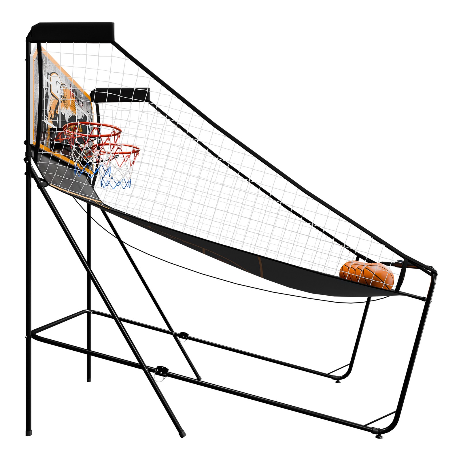 Foldable Basketball Arcade Game Electronic Dual Shot 2 Player 4 Balls Black Gold