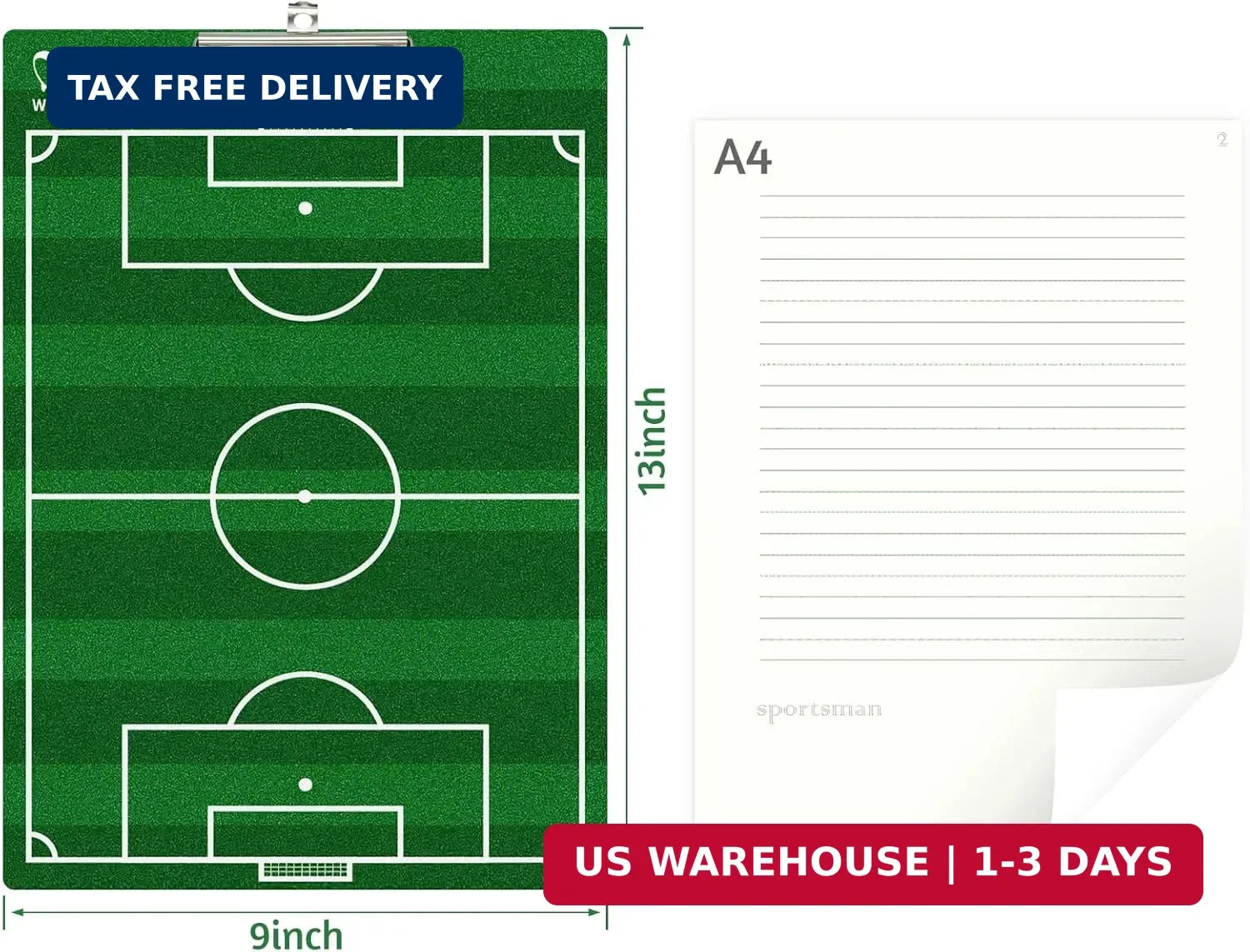 WISYOK Double-Sided Soccer Coaching Clipboard, Premium Dry Erase Tactical Board