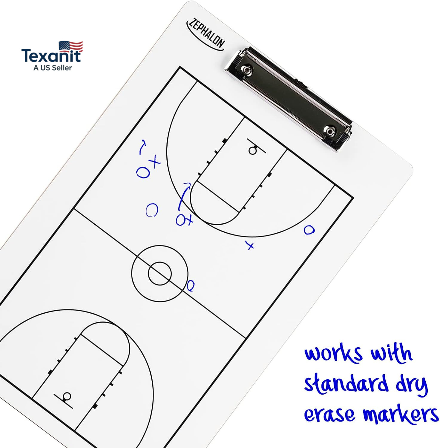 Dry Erase Basketball Clipboard for Coaches Double Sided Board, Sports Coaching (