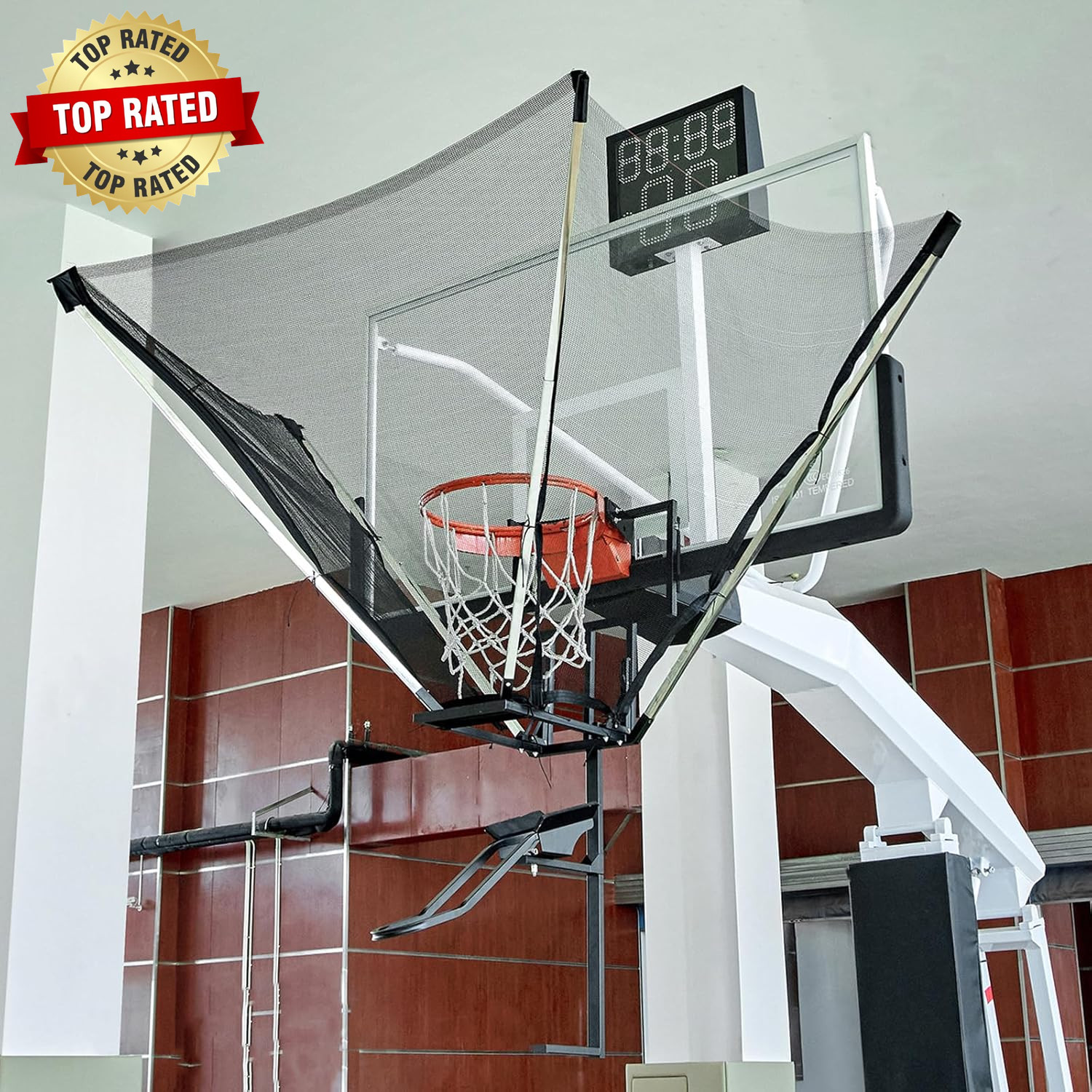 Basketball Shot Trainer with 180° Rotating Return Chute, Basketball Rebounder Ne