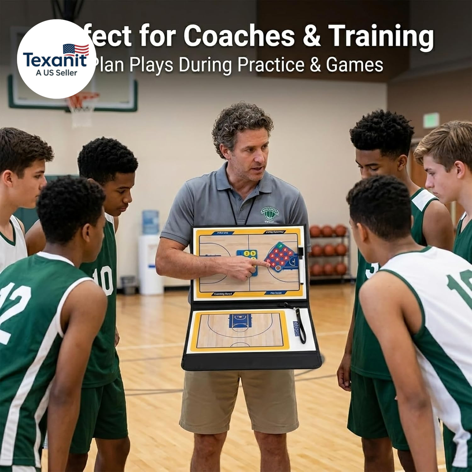 Basketball Clipboard for Coaches, Magnetic Basketball Coaching Board with Player
