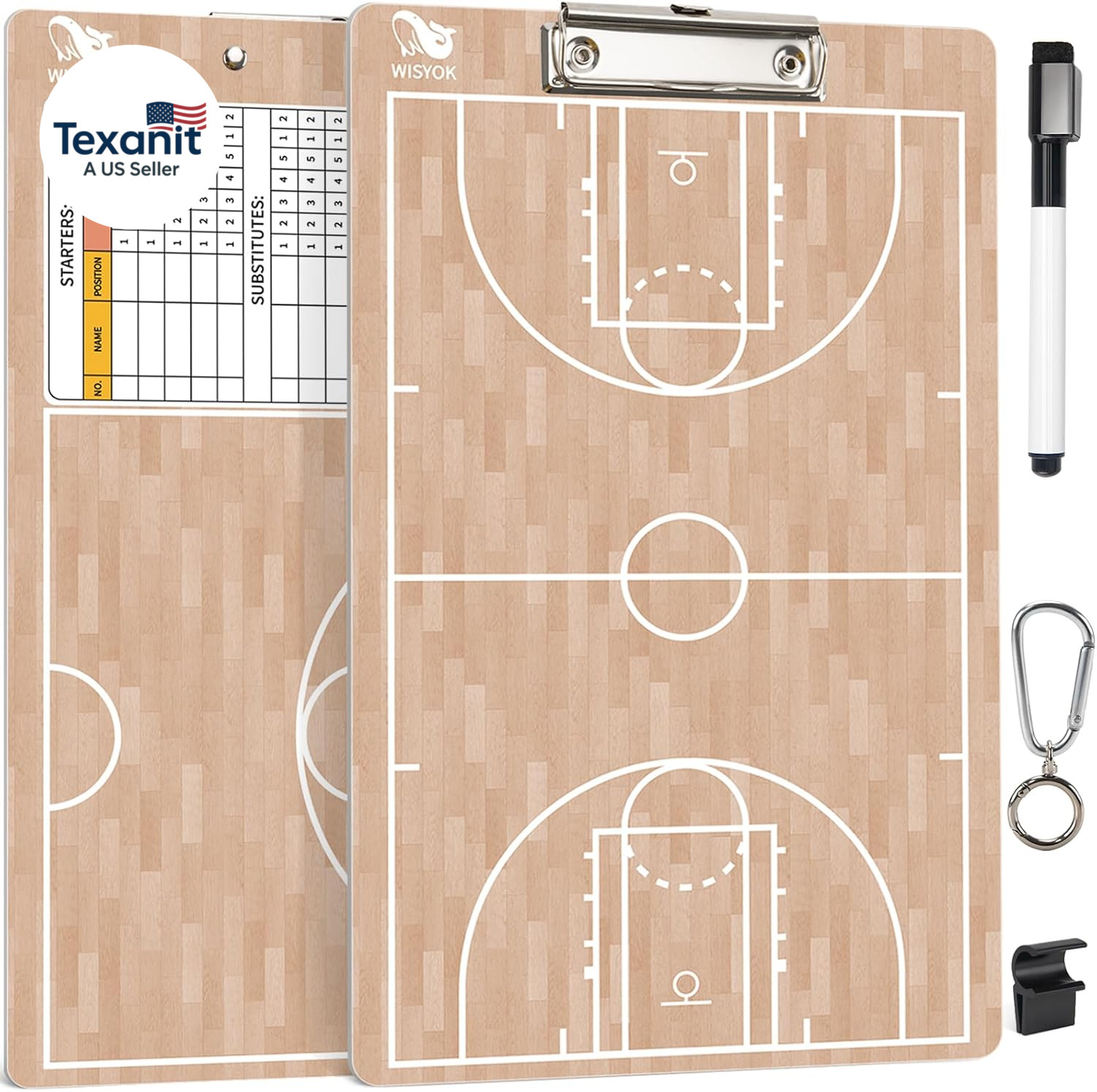 Double-Sided Basketball Coaching Clipboard, Dry Erase Board for Coaches, Ideal B