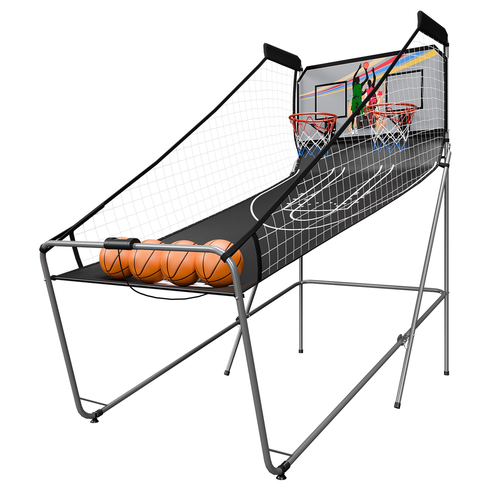 Foldable Electronic Basketball Arcade Game Double Shot 2 Player for Youth Black