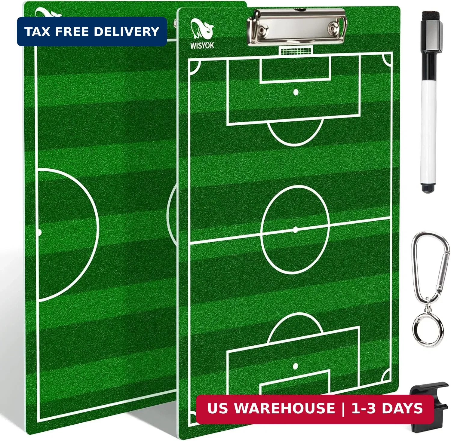 WISYOK Double-Sided Soccer Coaching Clipboard, Premium Dry Erase Tactical Board