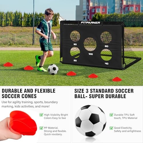 Soccer Goal,Backyard Soccer Goals for Kids 2 Pack,4×3/6×4 FT Black 4x3FT