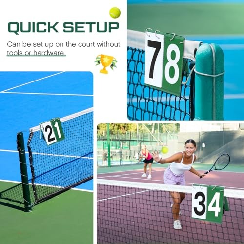 Over Net Tennis Score Keeper Flip Scoreboards Portable for Numbers 0-9 1 Green