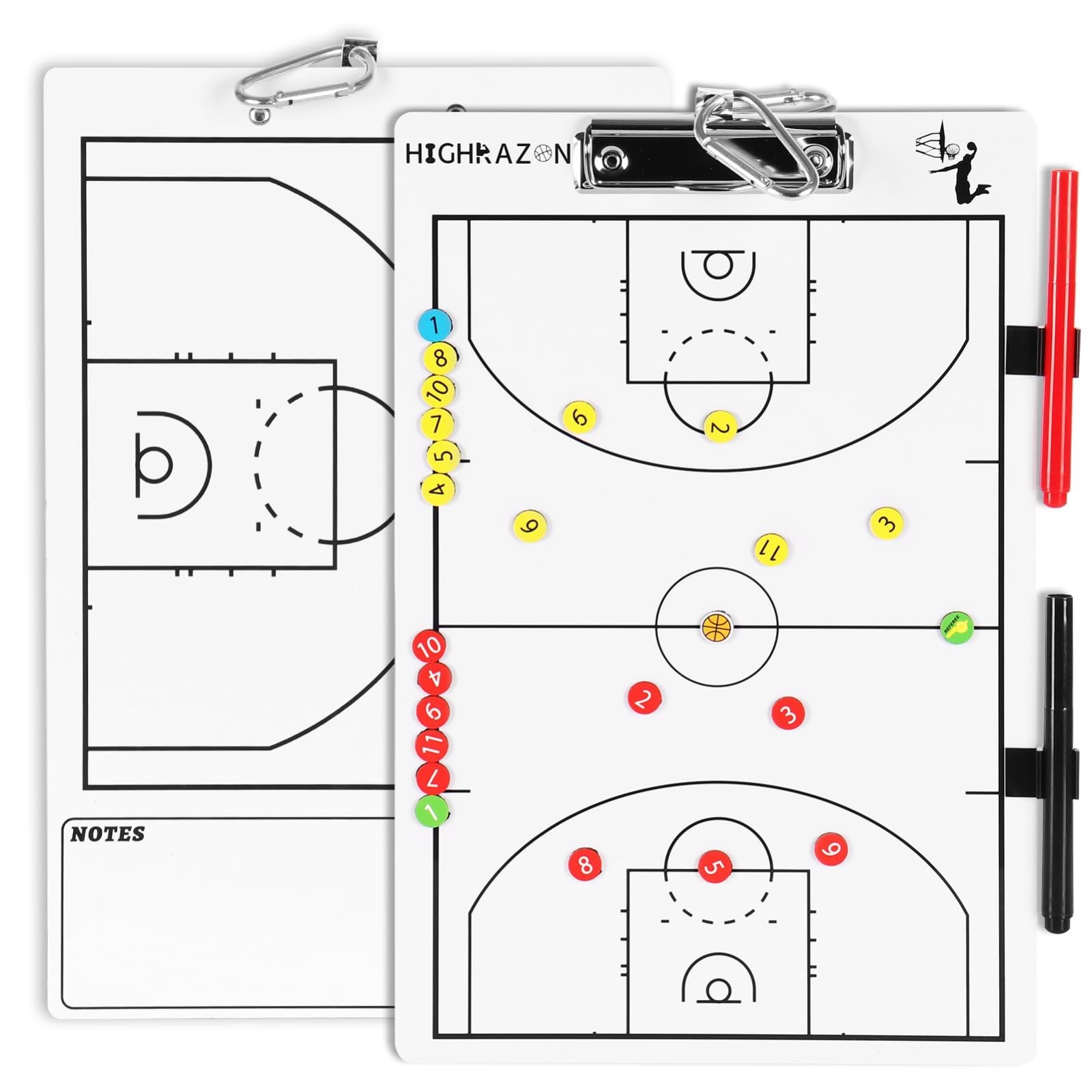 Magnetic Basketball Coach Clipboard – Double-Sided Dry Erase Board with Markers