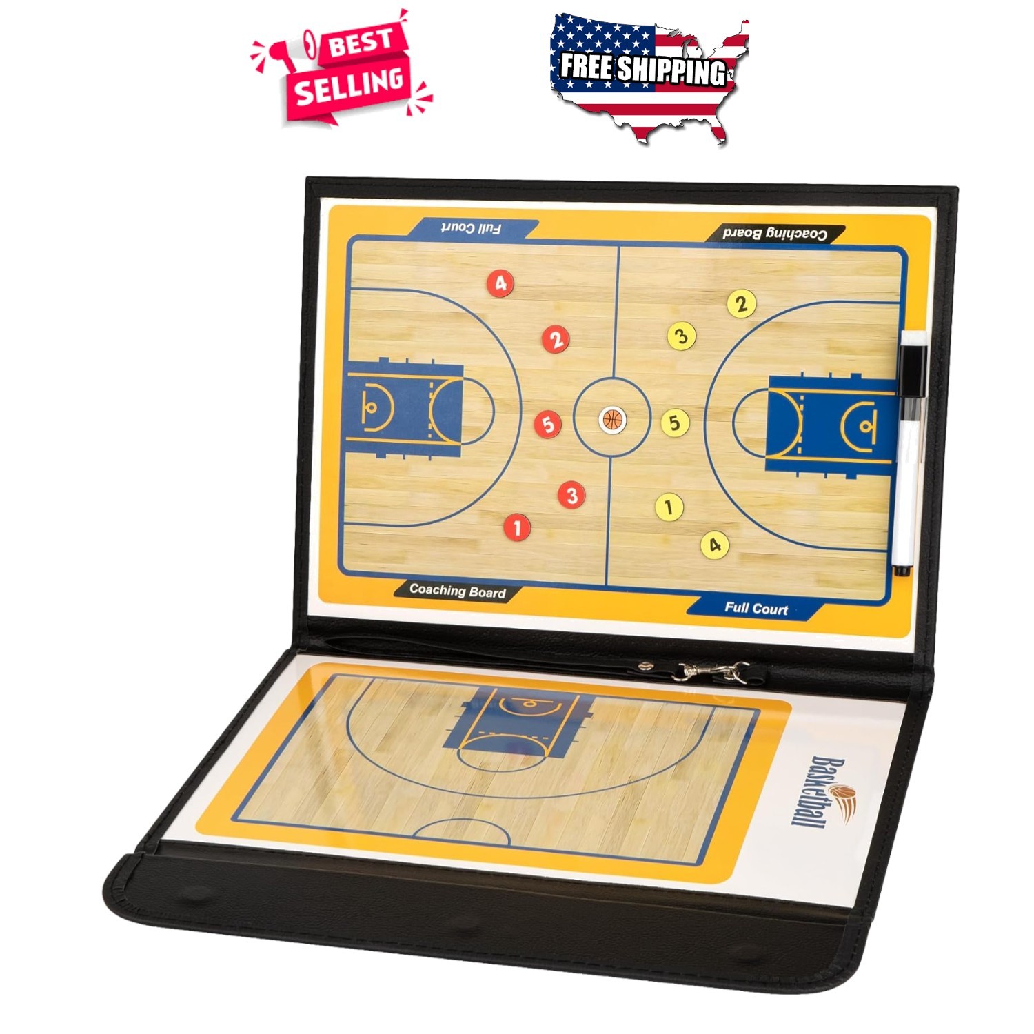 Basketball Magnetic Coaching Board Double Sided Dry Erase Clipboard for Coaches