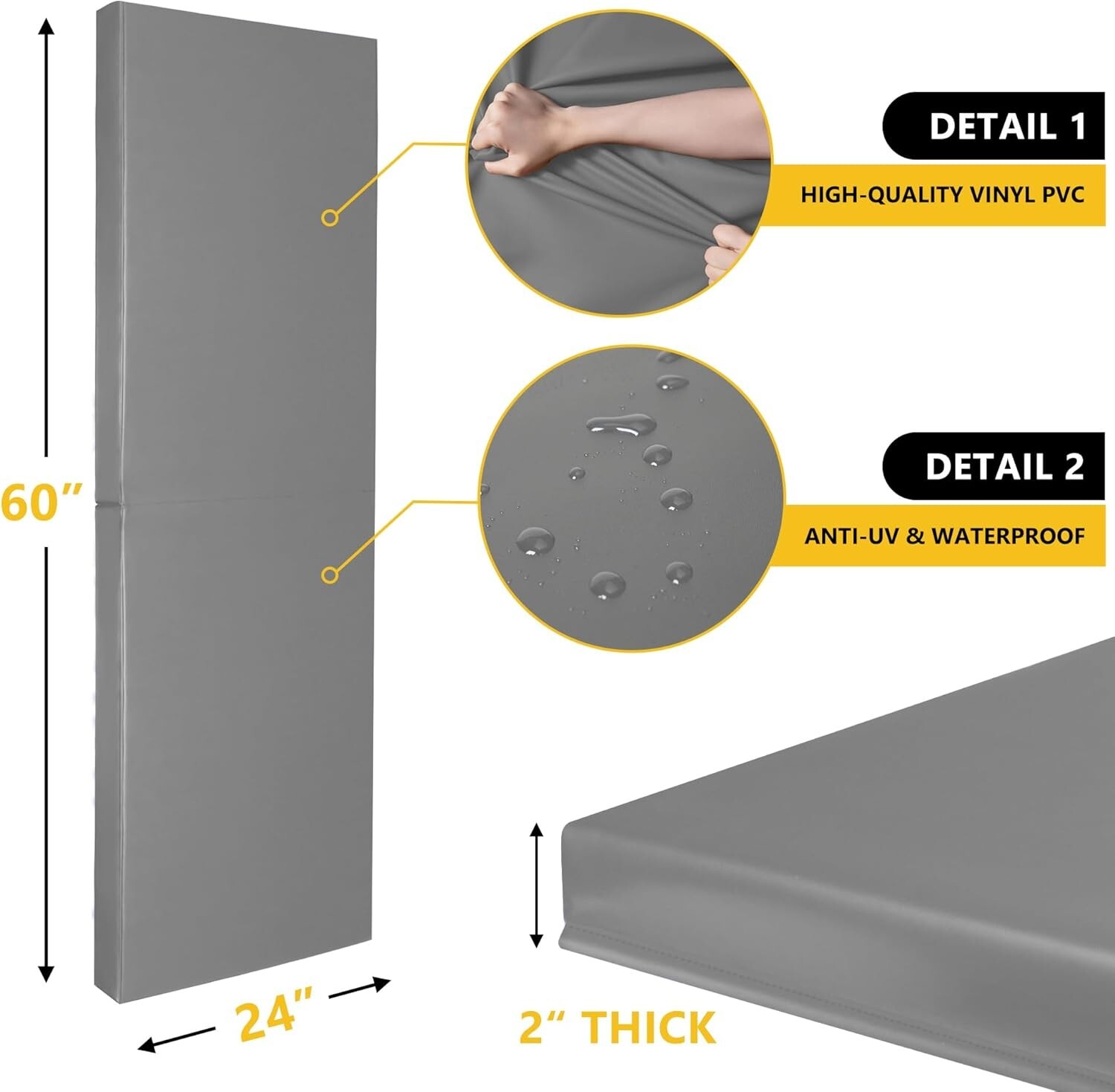 ‌2″ Thick Gym Wall Pad – Shockproof Basketball Court Foam 60x24x2″ ,Free Ship