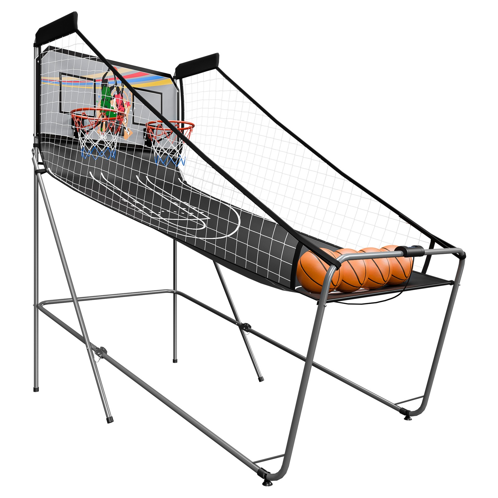 Foldable Electronic Basketball Arcade Game Double Shot 2 Player for Youth Black
