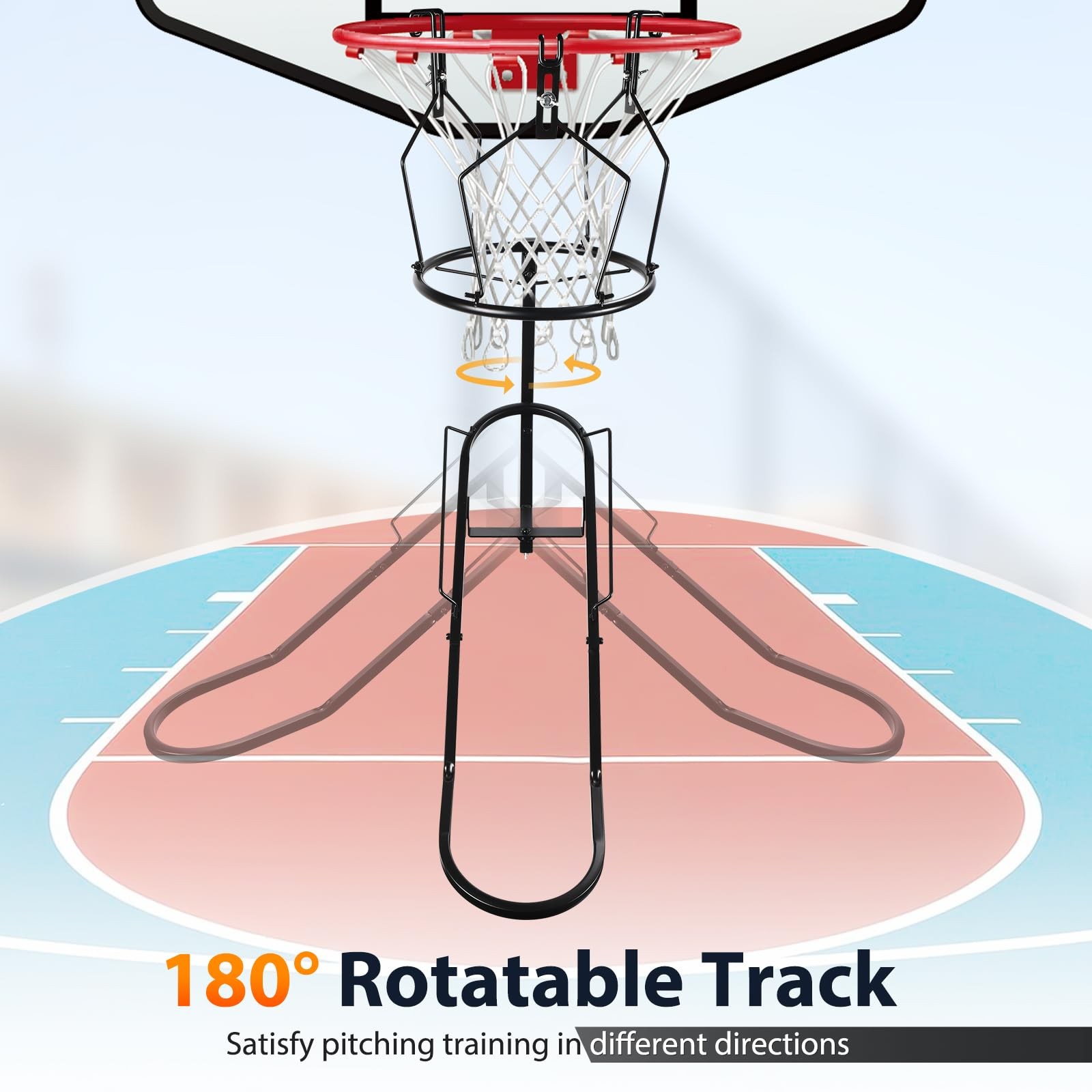 GADFISH Basketball Rebounder, 180° Rotatable Return Large, Black