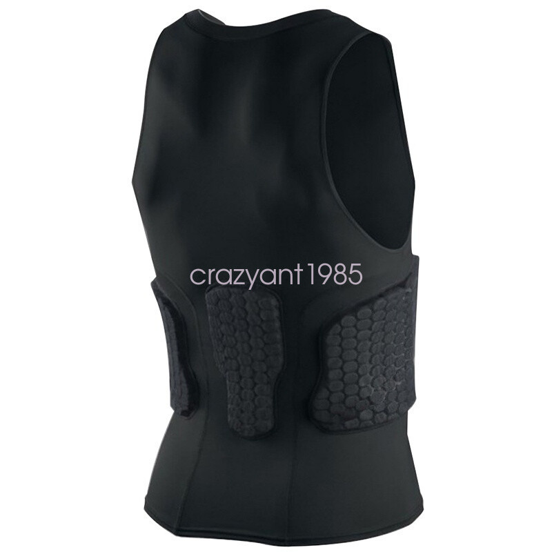 Men Sports Jersey Compression Padded Protective Shirt Basketball Train Vest Top