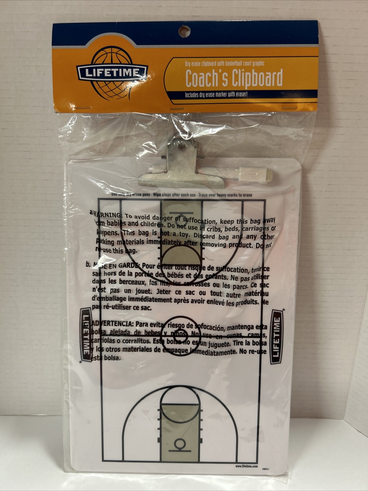 Lifetime Basketball Coach’s Clipboard Includes Dry Erase Marker With Eraser 2010