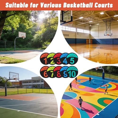 10 Packs Basketball Training Spot Markers – 9″ Colorful Anti-Slip Rubber Sports