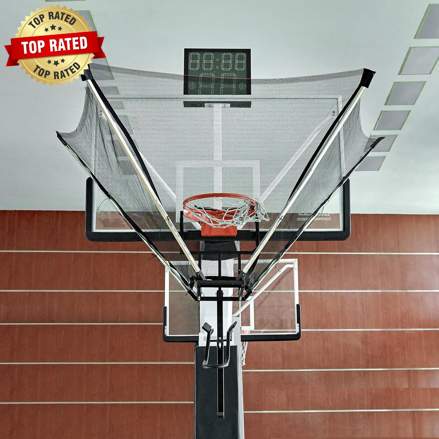 Basketball Shot Trainer with 180° Rotating Return Chute, Basketball Rebounder Ne