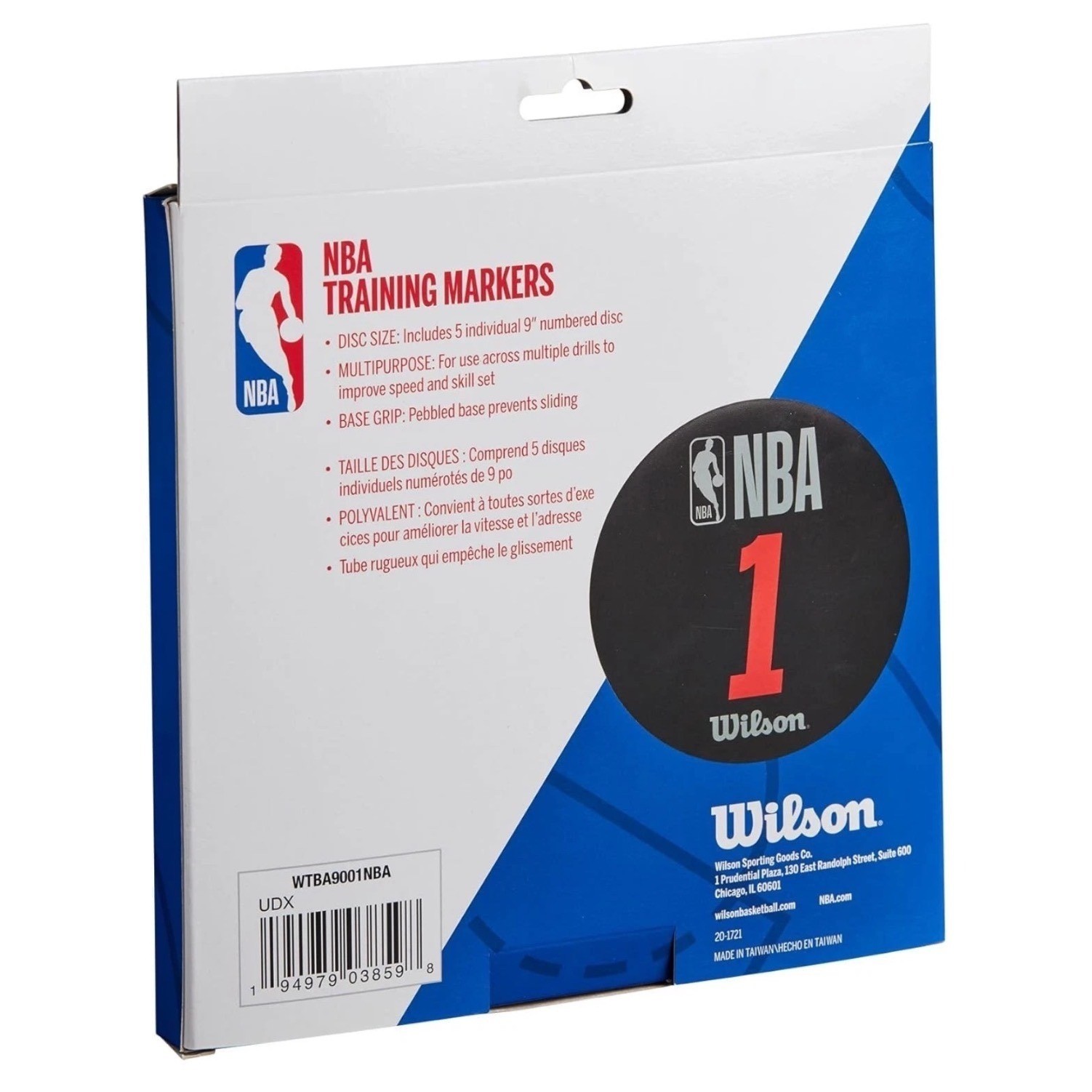 Wilson NBA Training Markers Basketball Court Discs 5 Pack Black WTBA9001NBA