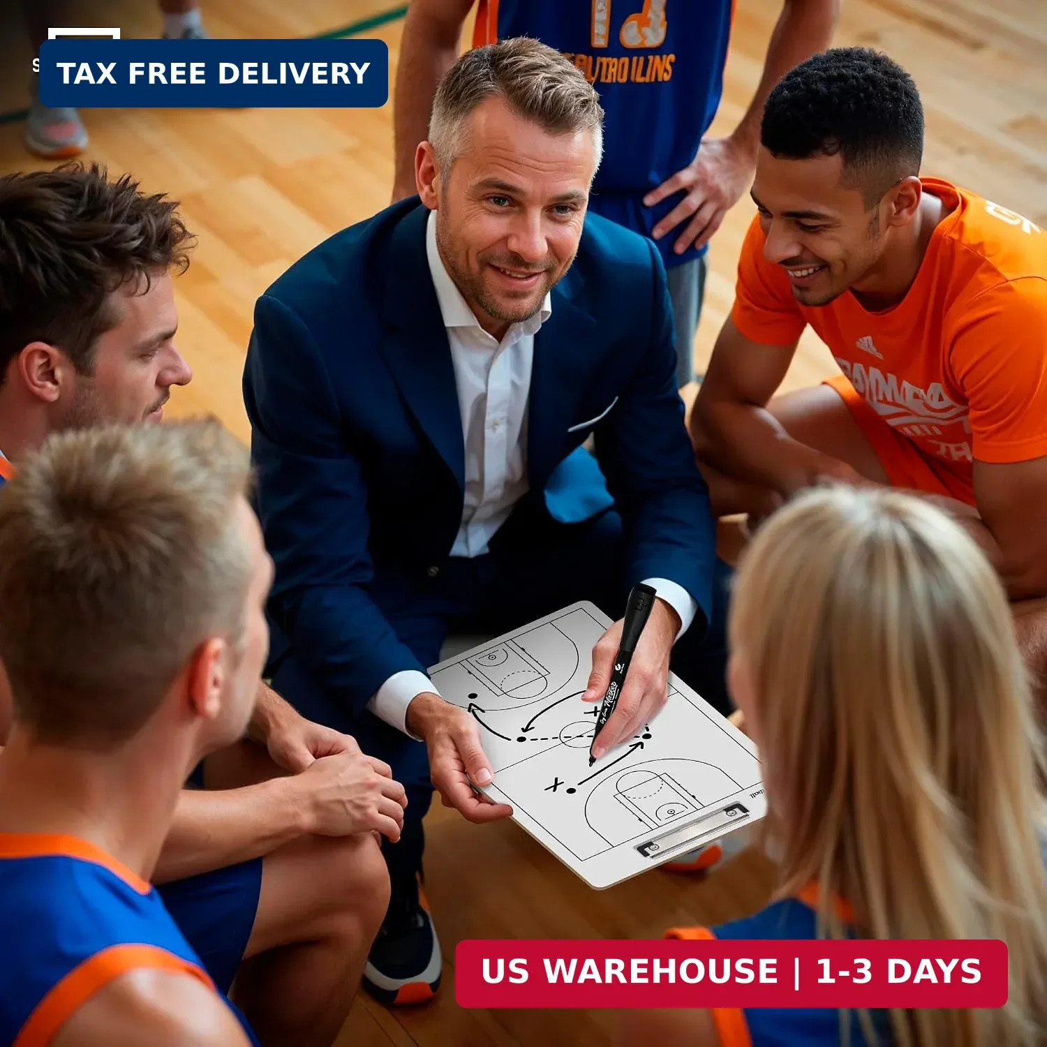 Basketball Dry Erase Coaching Clipboard 15×9 Double Sided Game Board | Wipes Cle