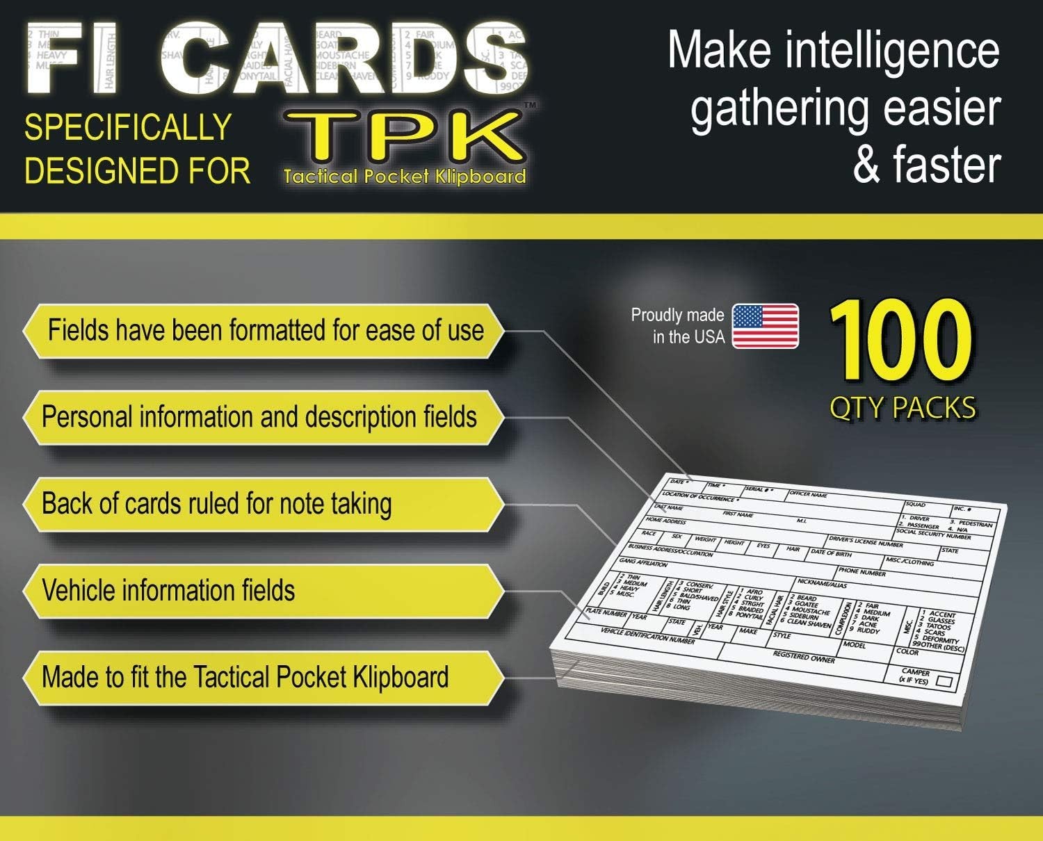 TPK Pocket Clipboard for 3×5 Index Cards – 100 Pack FI Cards