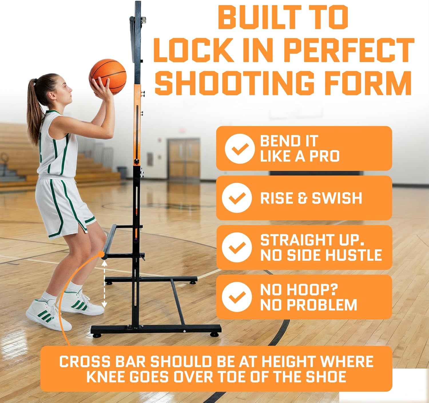 Basketball Shooting Trainer W/ Adjustable Crossbar – Improve Shot Arc Form
