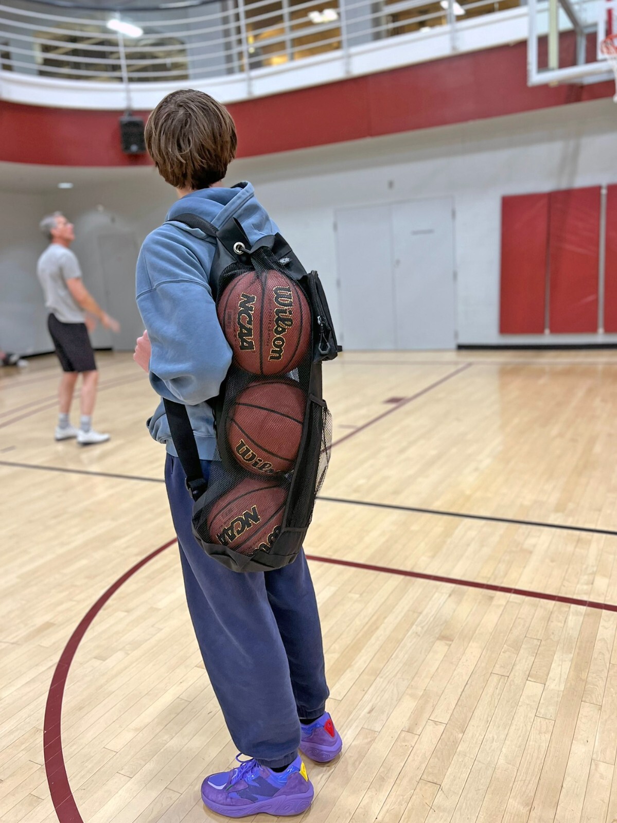 HOTZ Basketball Bag Holds 3 Basketballs Zipper Pouch, Strap, Handle & Carabiner