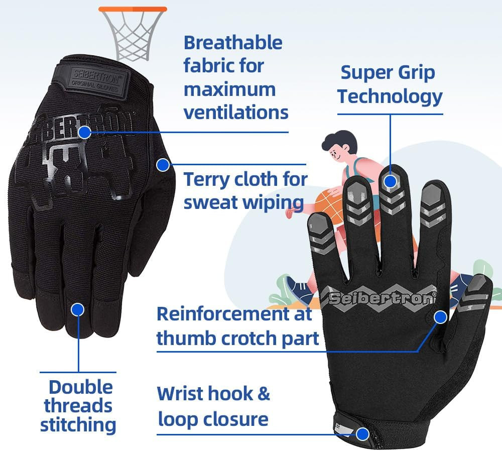 Seibertron anti Slip Unweighted Basketball Gloves Ball Handling Gloves (Basketb