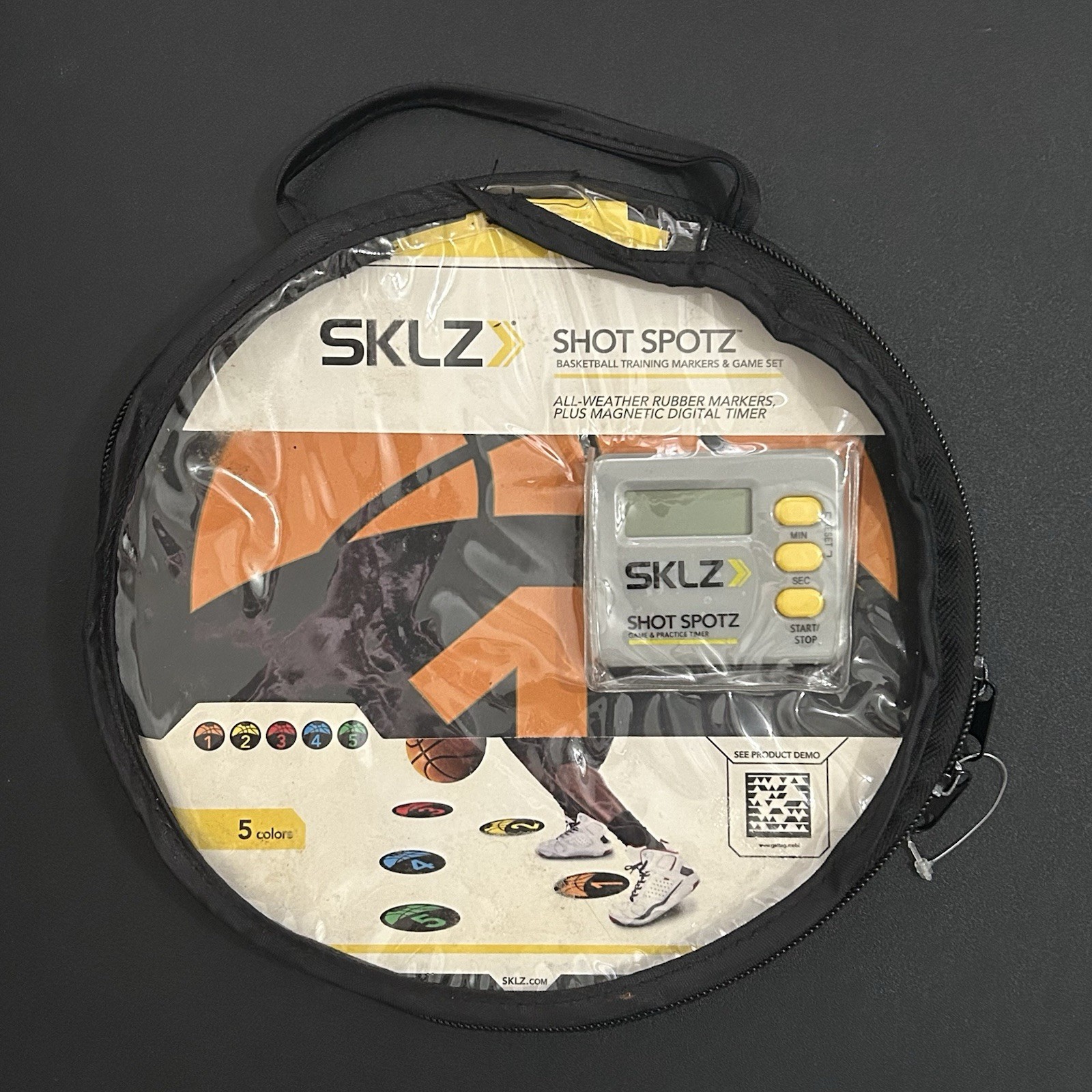 NEW SKLZ Shot Spotz Basketball Floor Markers Set, Magnetic Timer, Multicolor