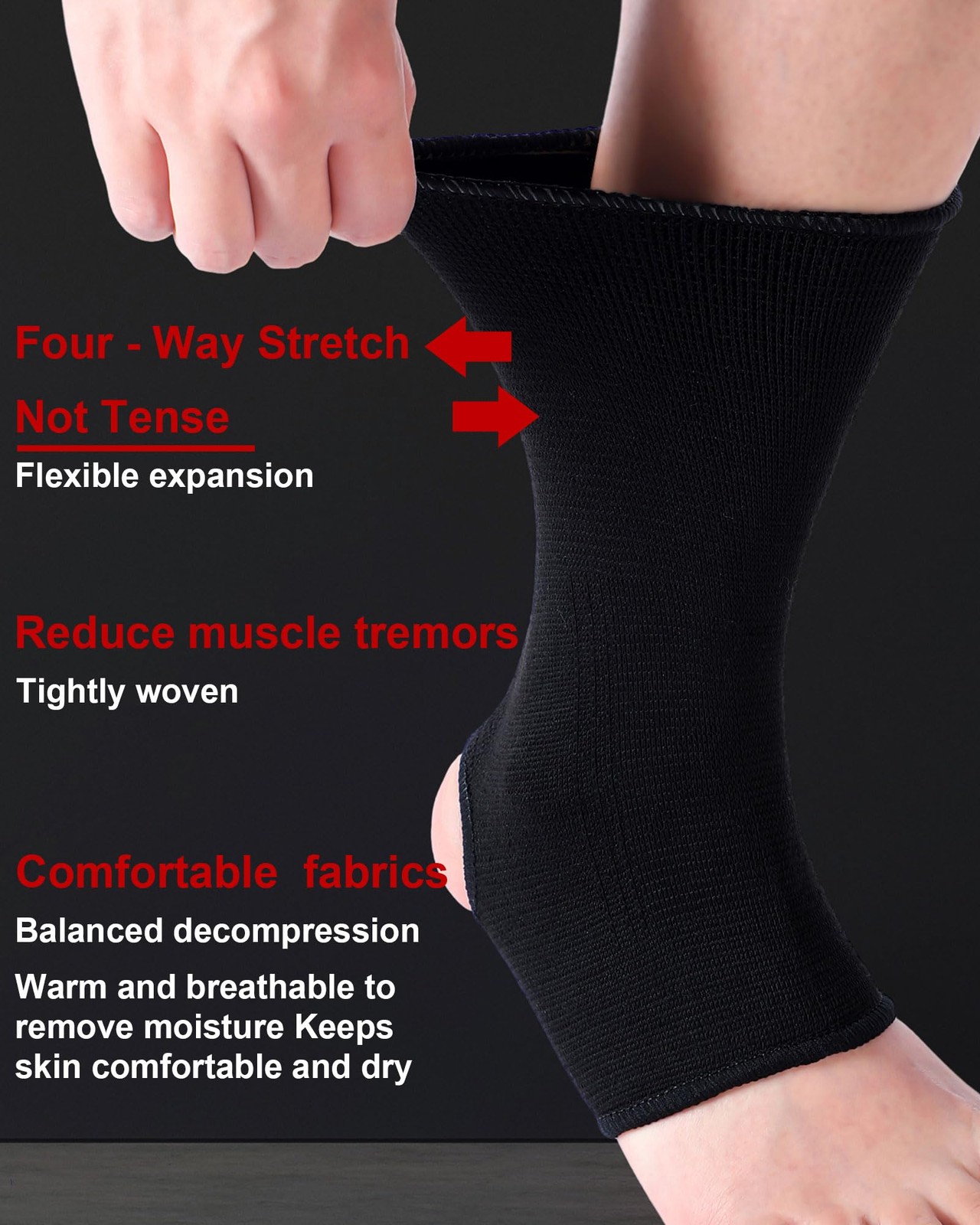 Ankle Wraps 4 Pairs Muay Thai MMA Compression Support Black Red Blue Gray