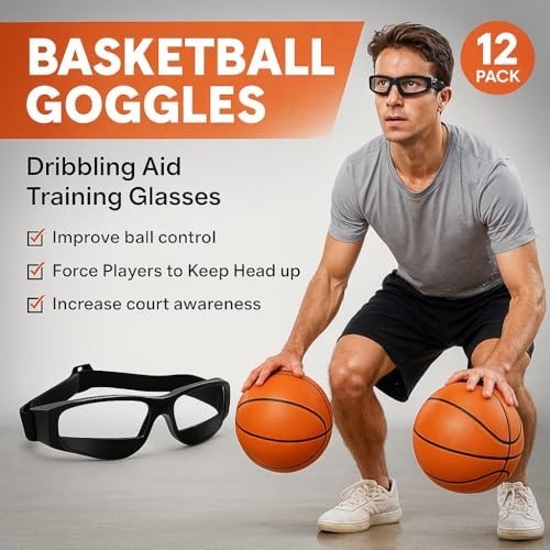12 Pack Basketball Dribbling Goggles – Adjustable Training Glasses for Safety &