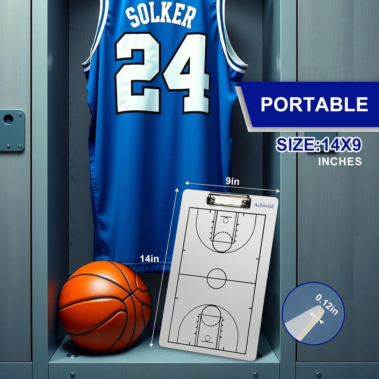 Basketball Clipboard for Coaches, Double-Sided Dry Erase Board | Full and Half-C
